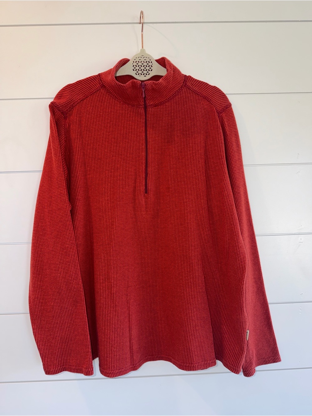 Woolrich Women XL 1/4 Zip Pullover Houndstooth Red Gorpcore Cabincore GUC